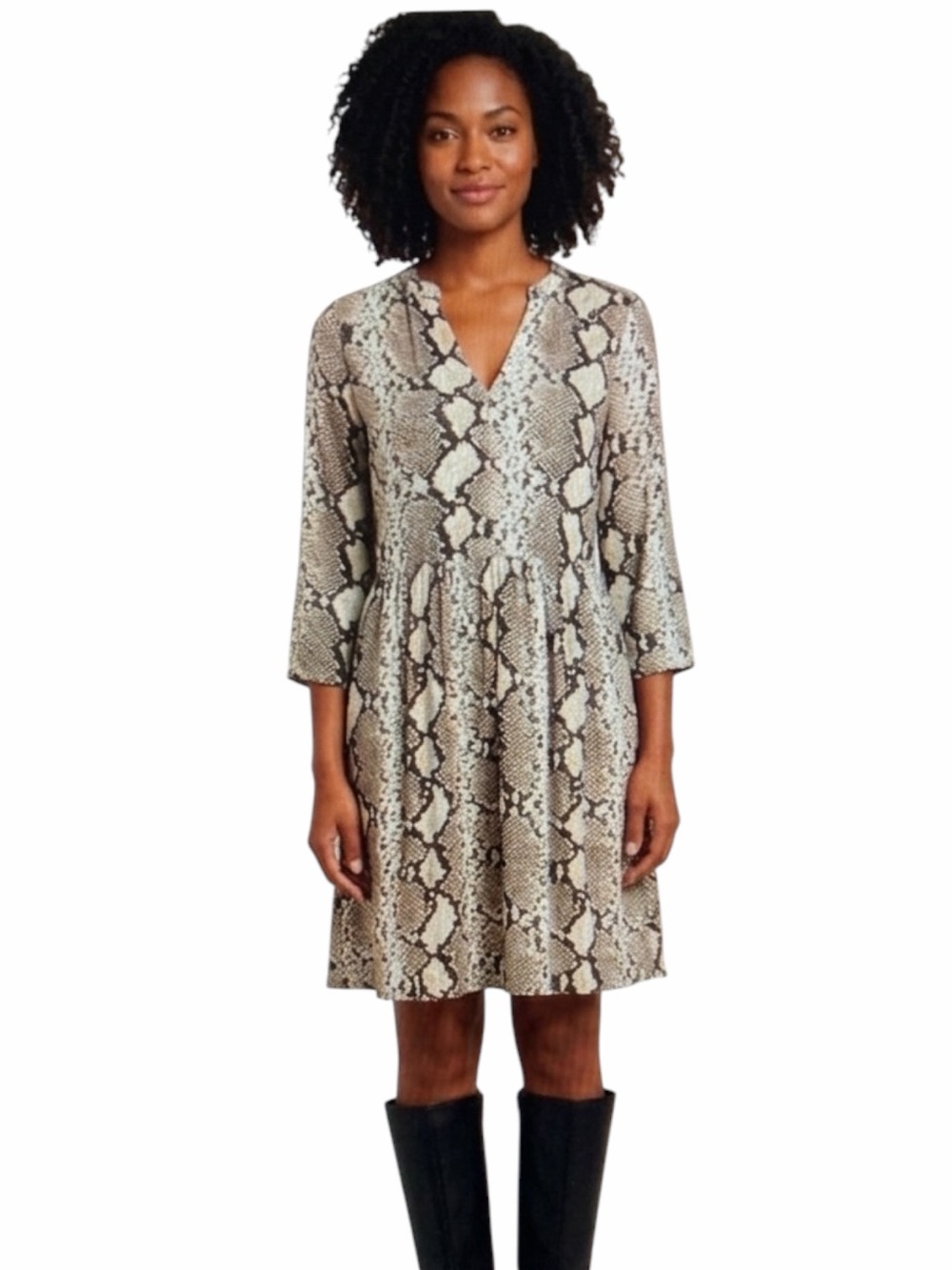 Maeve Snakeskin Print Babydoll Dress | Anthropologie - Small